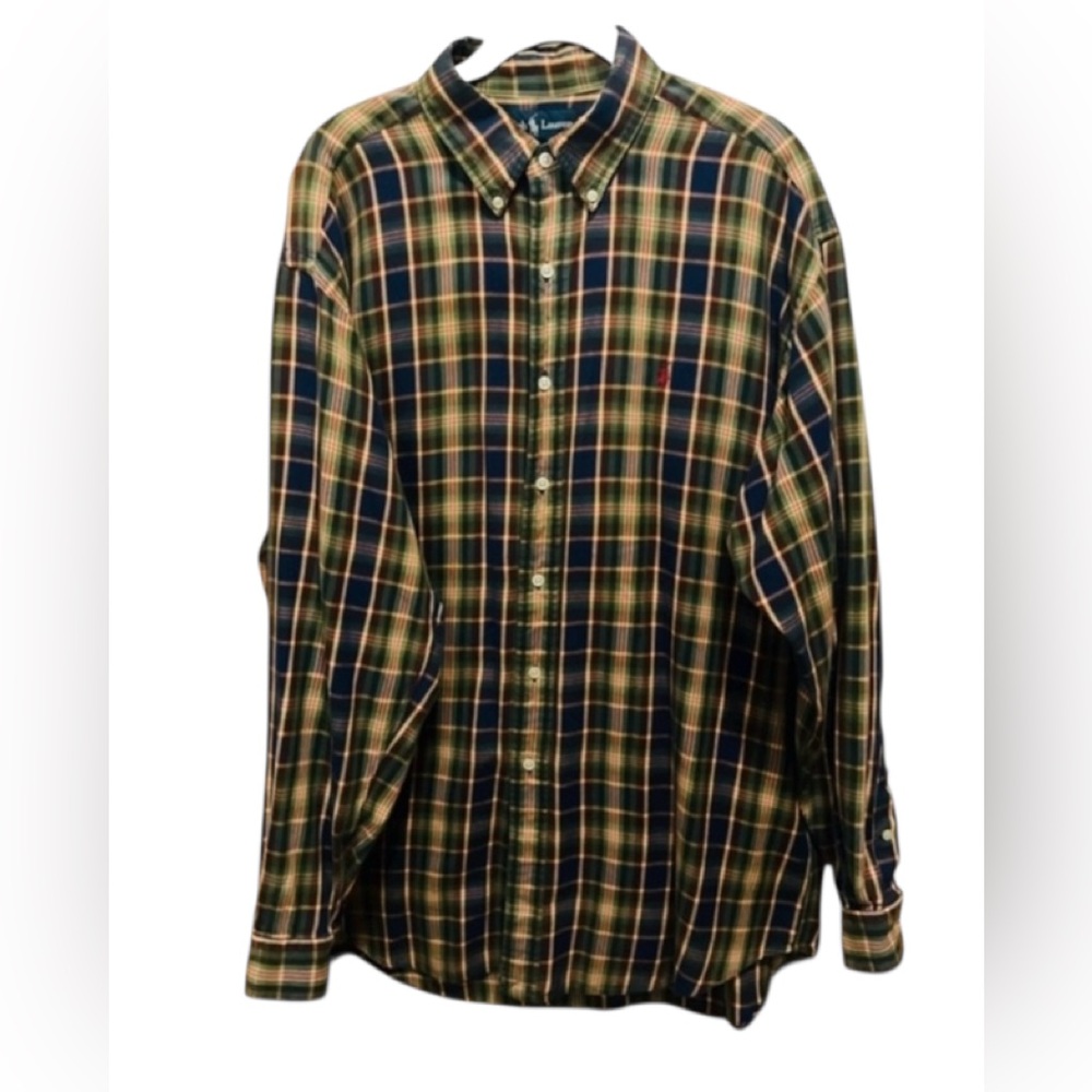 Ralph Lauren Blake Button Down 100% Soft Cotton Plaid Men's Large